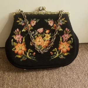 Vintage floral needlepoint purse